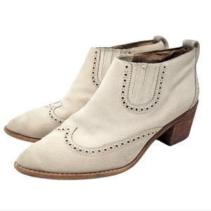 Madewell | The Grayson Brogue Chelsea Suede Leather Boot Bone White Cream